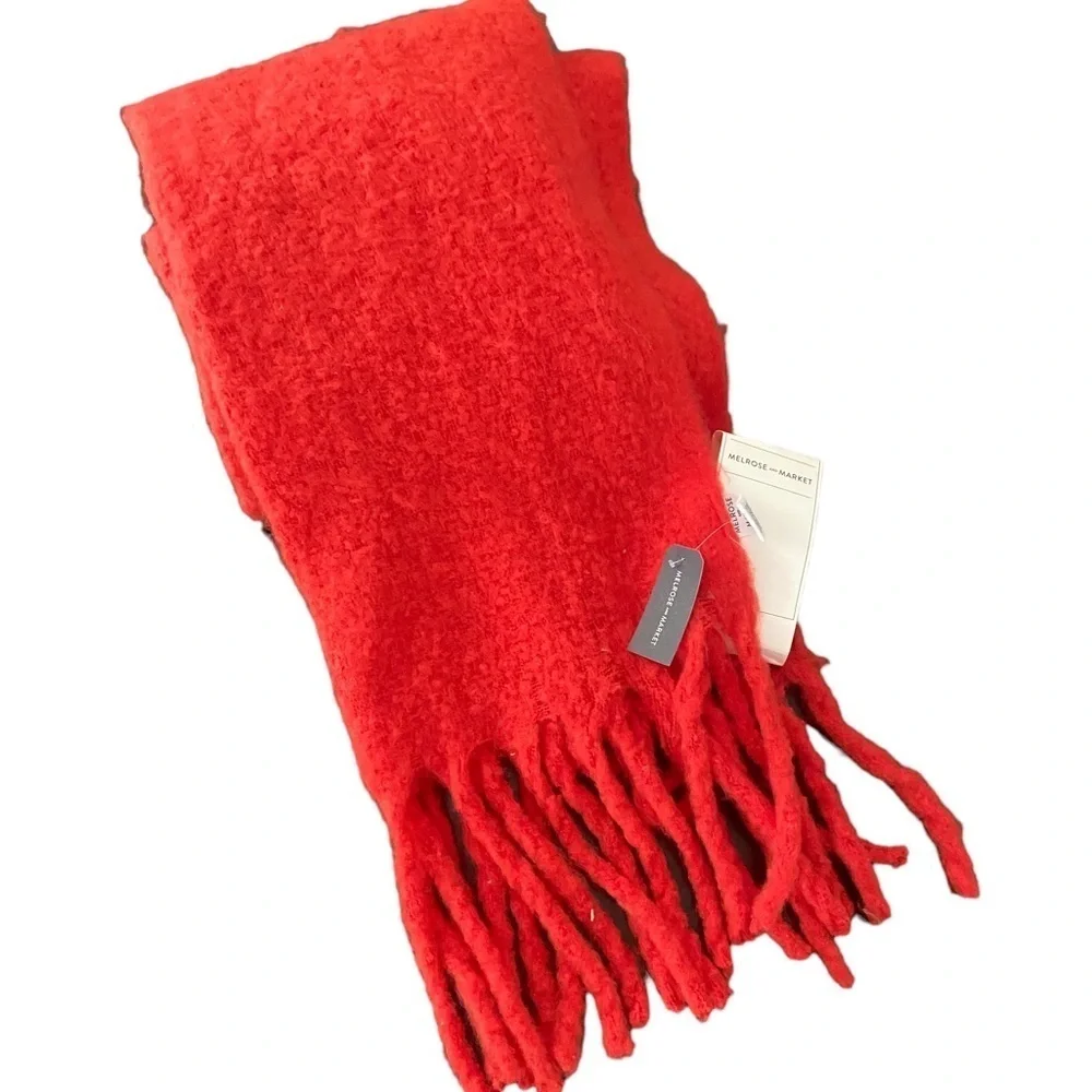 NWT Melrose & Market Fringe Oversized Scarf Shawl Red